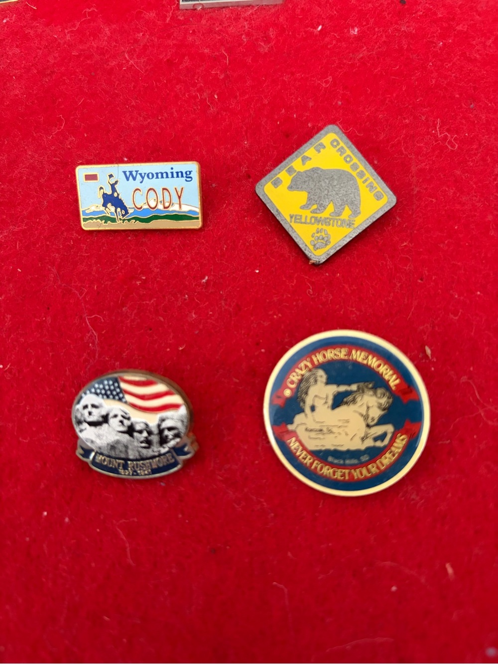 America West Four Straight Back Pins Wyoming South Dakota Yellowstone Rushmore